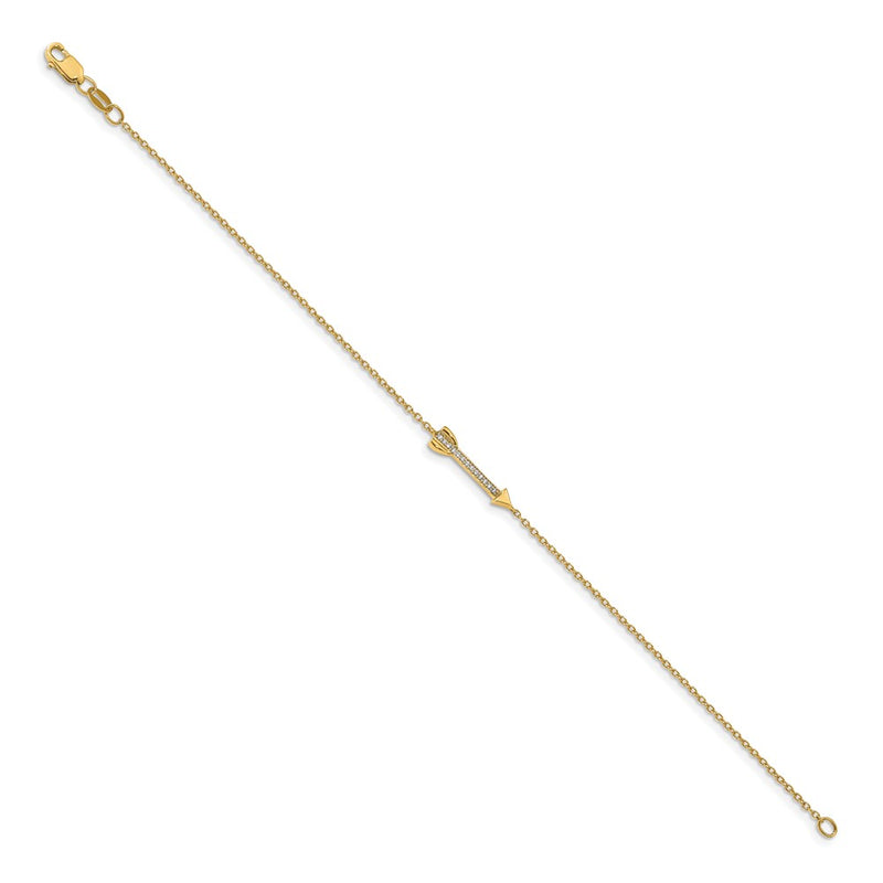 14k Yellow Gold Natural Diamond Arrow Bracelet