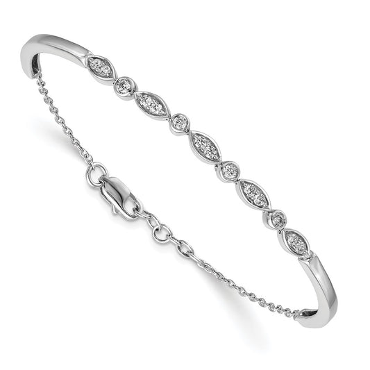 14k White Gold Natural Diamond Bangle Bracelet