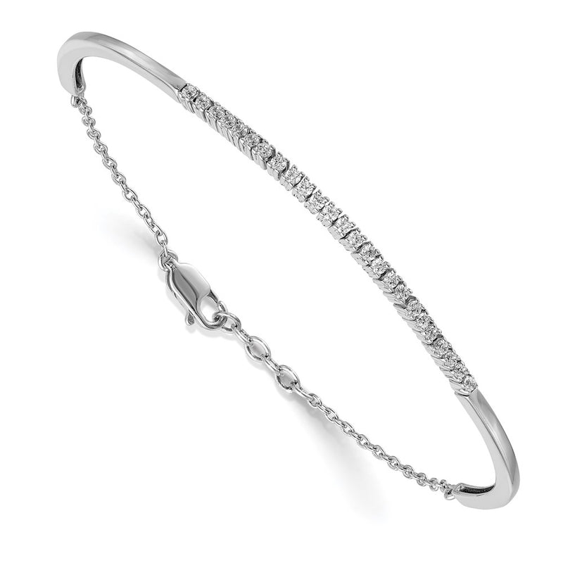 14k White Gold Natural Diamond Bangle Bracelet