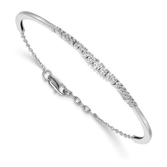 14k White Gold Graduated Natural Diamond Bangle Bracelet