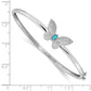 14k White Gold Natural Diamond and Turquoise Butterfly Hinged Bangle