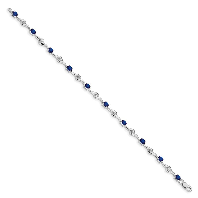 14k White Gold Blue Sapphire/White Sapphire Bracelet