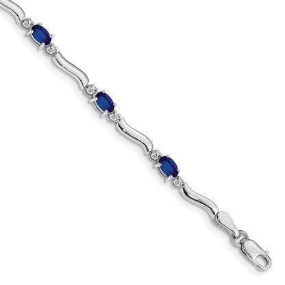 14k White Gold Natural Diamond and Sapphire Bracelet