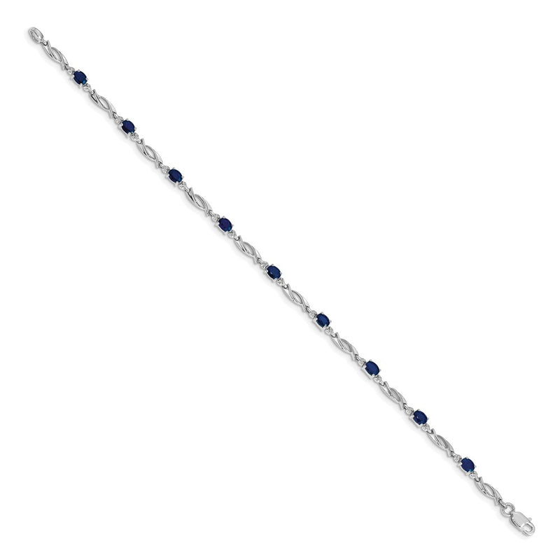 14k White Gold Natural Diamond and Sapphire Bracelet