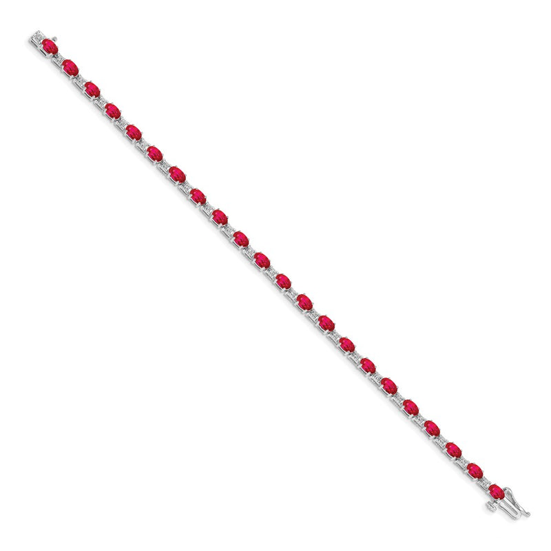 14k White Gold Natural Diamond and Ruby Bracelet