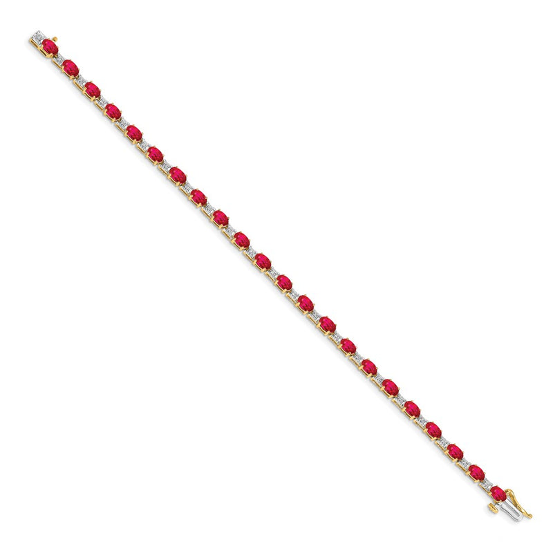 14k Yellow Gold Natural Diamond and Ruby Bracelet