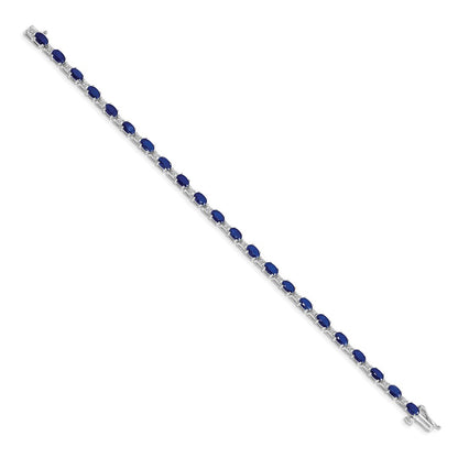 14k White Gold Natural Diamond and Sapphire Bracelet