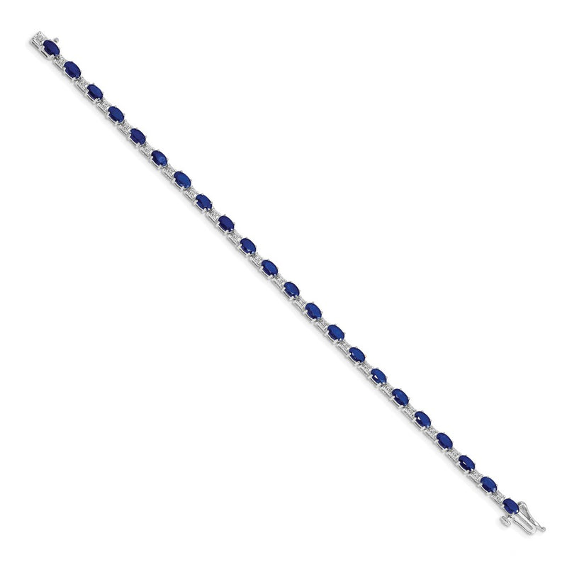 14k White Gold Natural Diamond and Sapphire Bracelet