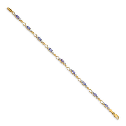 14k Yellow Gold Open-Link Diamond/Tanzanite Bracelet