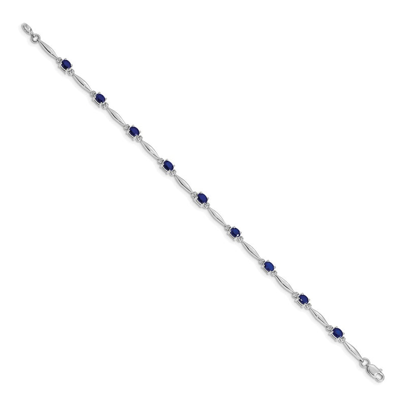 14k White Gold Natural Diamond and Sapphire Bracelet