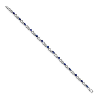 14k White Gold Natural Diamond and Sapphire Infinity Bracelet