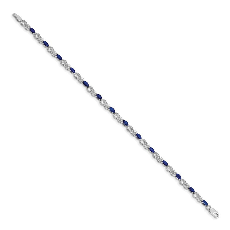14k White Gold Natural Diamond and Sapphire Infinity Bracelet