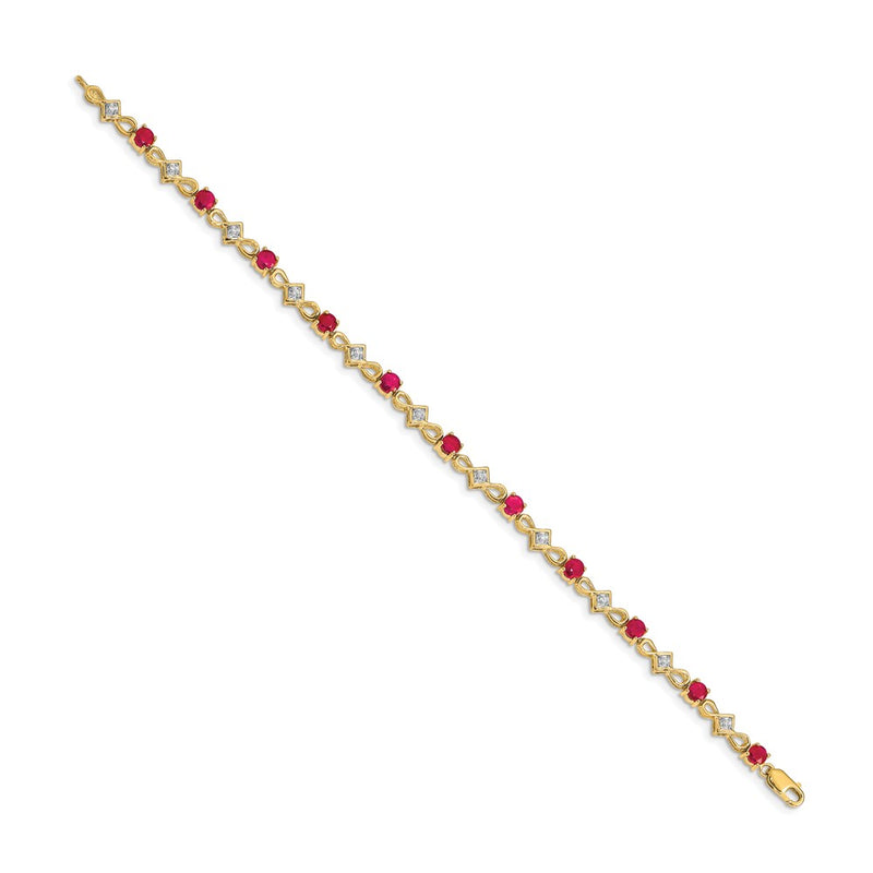 14k Yellow Gold Natural Diamond and Ruby Bracelet
