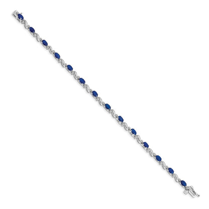 14k White Gold Natural Diamond and Sapphire Bracelet