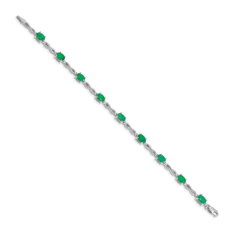 14k White Gold Natural Diamond and Emerald Bracelet