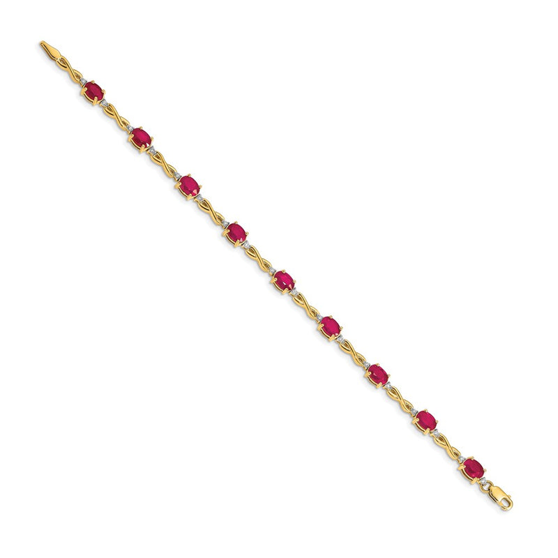 14k Yellow Gold Natural Diamond and Ruby Bracelet