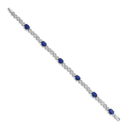 14k White Gold Natural Diamond and Sapphire Infinity Bracelet