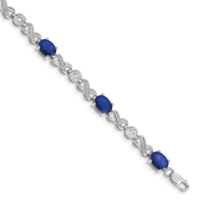 14k White Gold Natural Diamond and Sapphire Infinity Bracelet