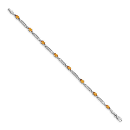 14k White Gold Natural Diamond and Citrine Bracelet