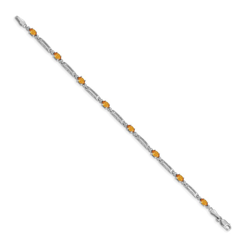 14k White Gold Natural Diamond and Citrine Bracelet