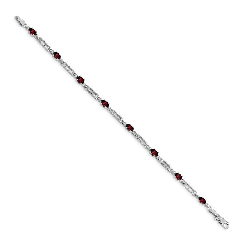 14k White Gold Natural Diamond and Garnet Bracelet