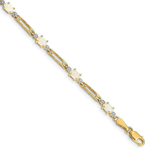14k Yellow Gold Fancy Natural Diamond and Opal Bracelet