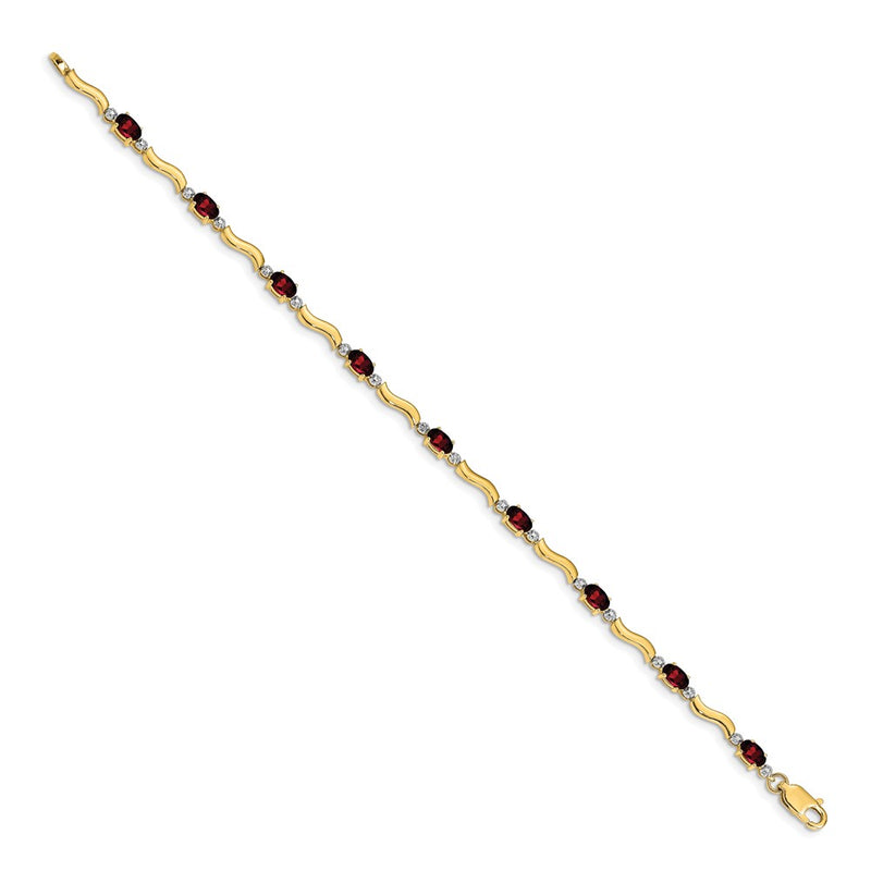 14k Yellow Gold Fancy Natural Diamond and Garnet Bracelet