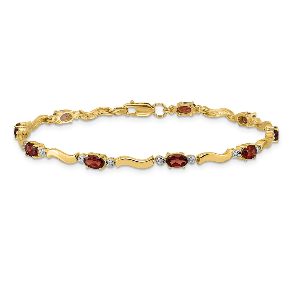 14k Yellow Gold Fancy Natural Diamond and Garnet Bracelet