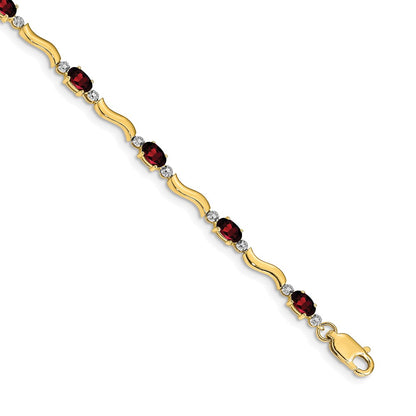 14k Yellow Gold Fancy Natural Diamond and Garnet Bracelet