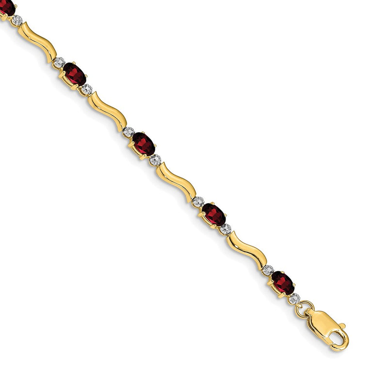 14k Yellow Gold Fancy Natural Diamond and Garnet Bracelet