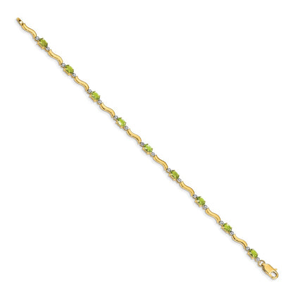 14k Yellow Gold Fancy Natural Diamond and Peridot Bracelet