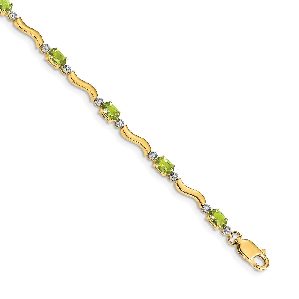 14k Yellow Gold Fancy Natural Diamond and Peridot Bracelet
