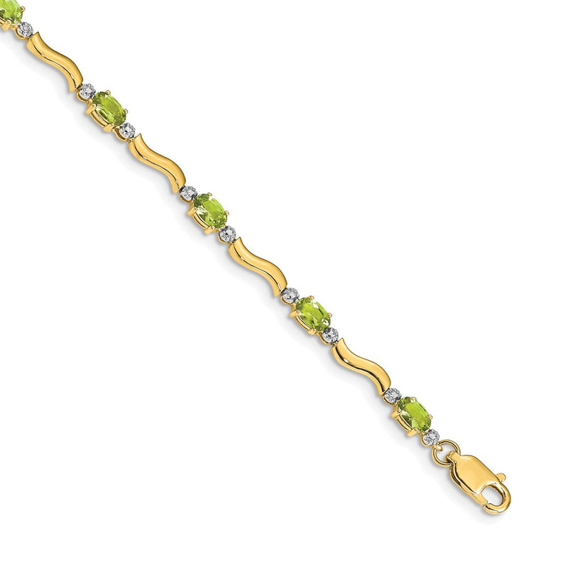 14k Yellow Gold Fancy Natural Diamond and Peridot Bracelet
