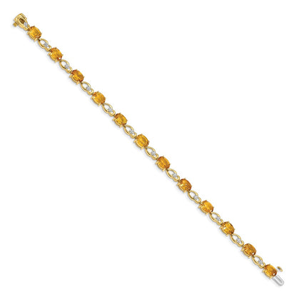 14k Yellow Gold Citrine and Natural Diamond Bracelet