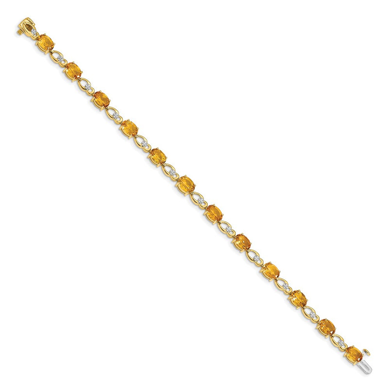 14k Yellow Gold Citrine and Natural Diamond Bracelet