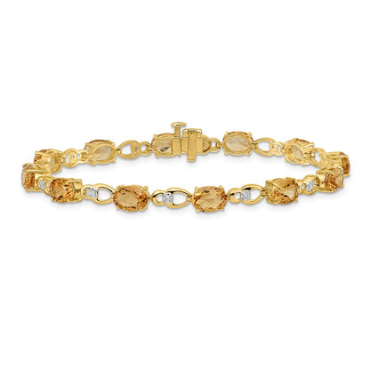 14k Yellow Gold Citrine and Natural Diamond Bracelet