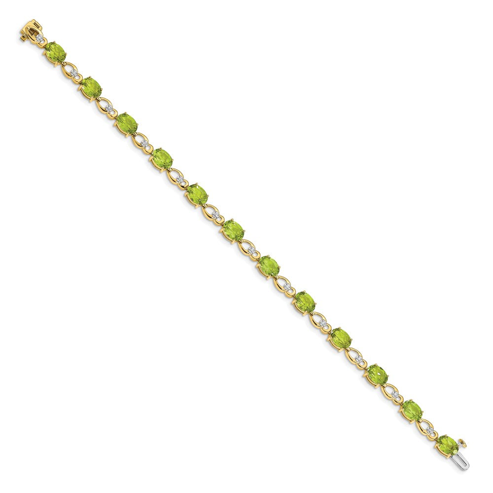 14k Yellow Gold Peridot and Natural Diamond Bracelet