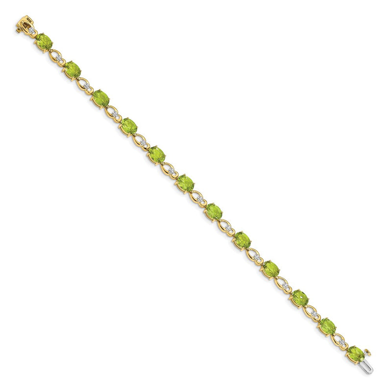 14k Yellow Gold Peridot and Natural Diamond Bracelet