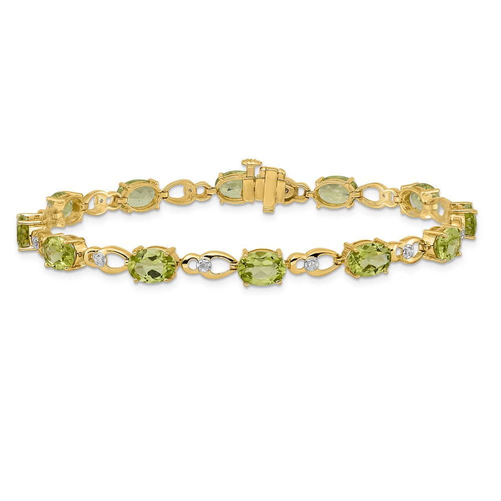 14k Yellow Gold Peridot and Natural Diamond Bracelet