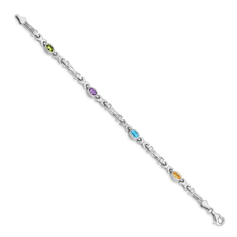 14k White Gold Rainbow Gemstone Bracelet