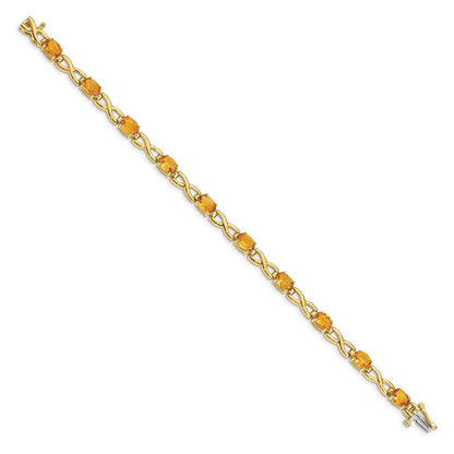 14k Yellow Gold 7x5mm Oval Citrine Bracelet