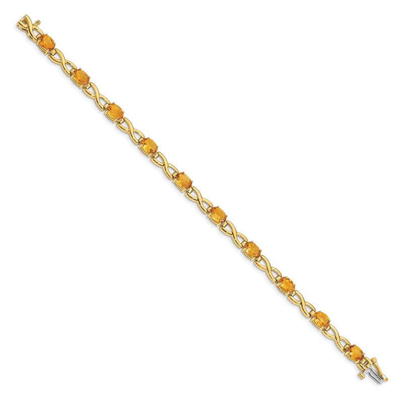 14k Yellow Gold 7x5mm Oval Citrine Bracelet