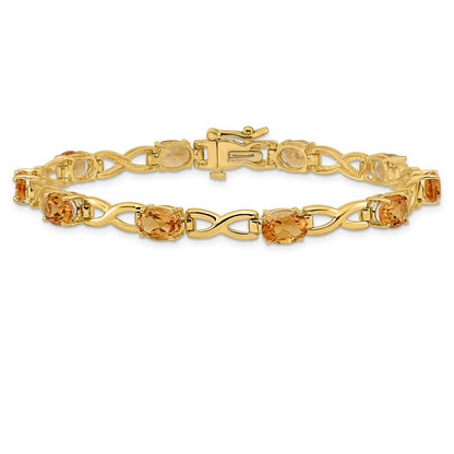 14k Yellow Gold 7x5mm Oval Citrine Bracelet