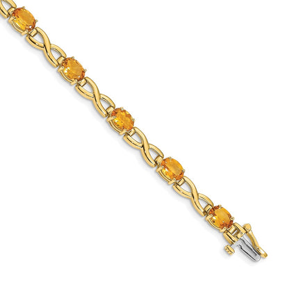 14k Yellow Gold 7x5mm Oval Citrine Bracelet
