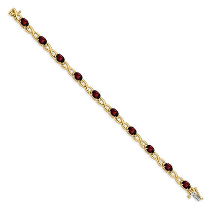 14k Yellow Gold 7x5mm Oval Garnet Bracelet