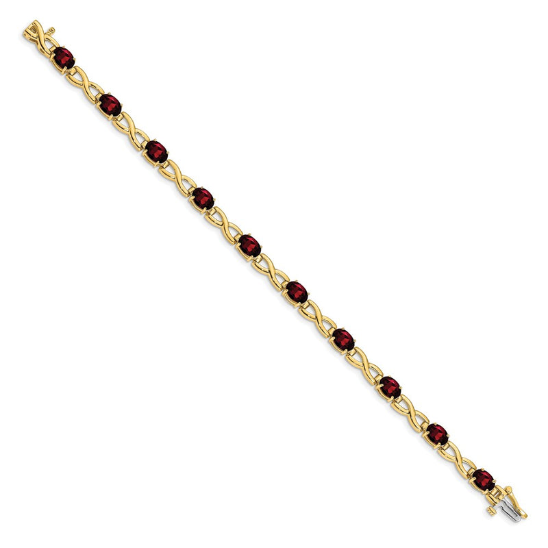 14k Yellow Gold 7x5mm Oval Garnet Bracelet
