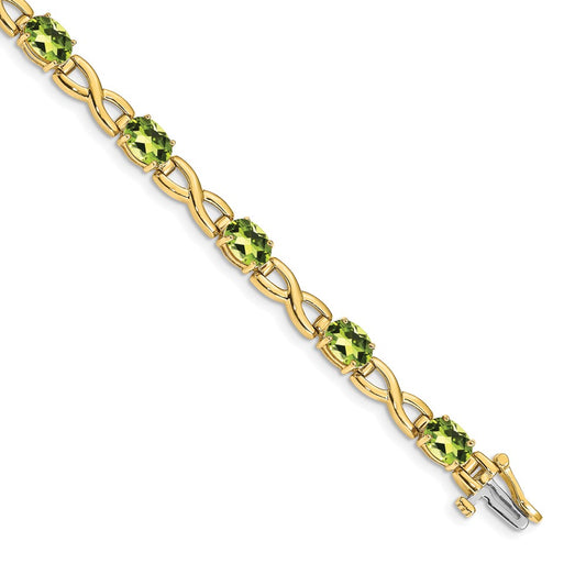 14k Yellow Gold 7x5mm Oval Peridot Bracelet