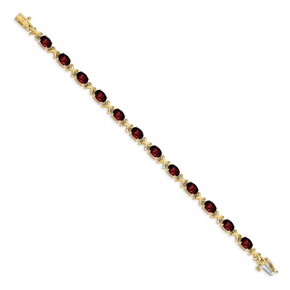 14k Yellow Gold 7x5mm Oval Garnet Bracelet