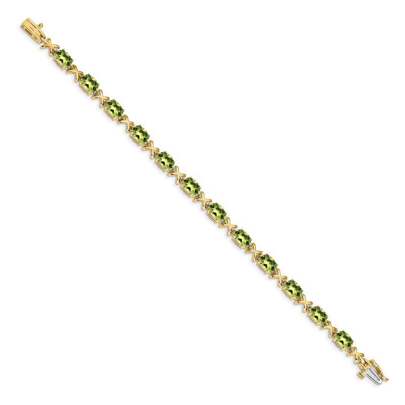 14k Yellow Gold 7x5mm Oval Peridot Bracelet