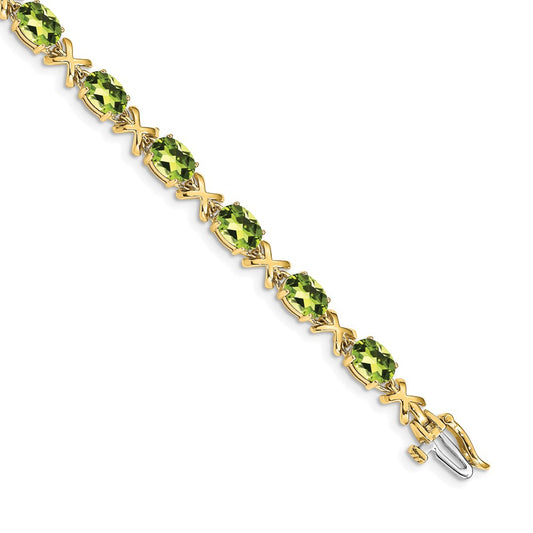 14k Yellow Gold 7x5mm Oval Peridot Bracelet